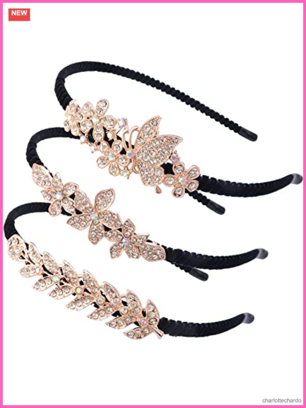Rhinestone Crystal Headband Set 3 Pcs Alloy Velvet Hair Accessories